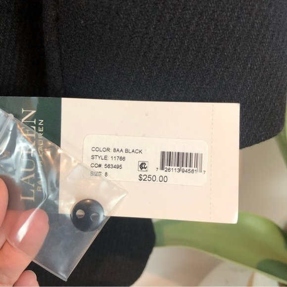 New RALPH Lauren black wool blend pea coat jacket size 8 - Picture 7 of 16